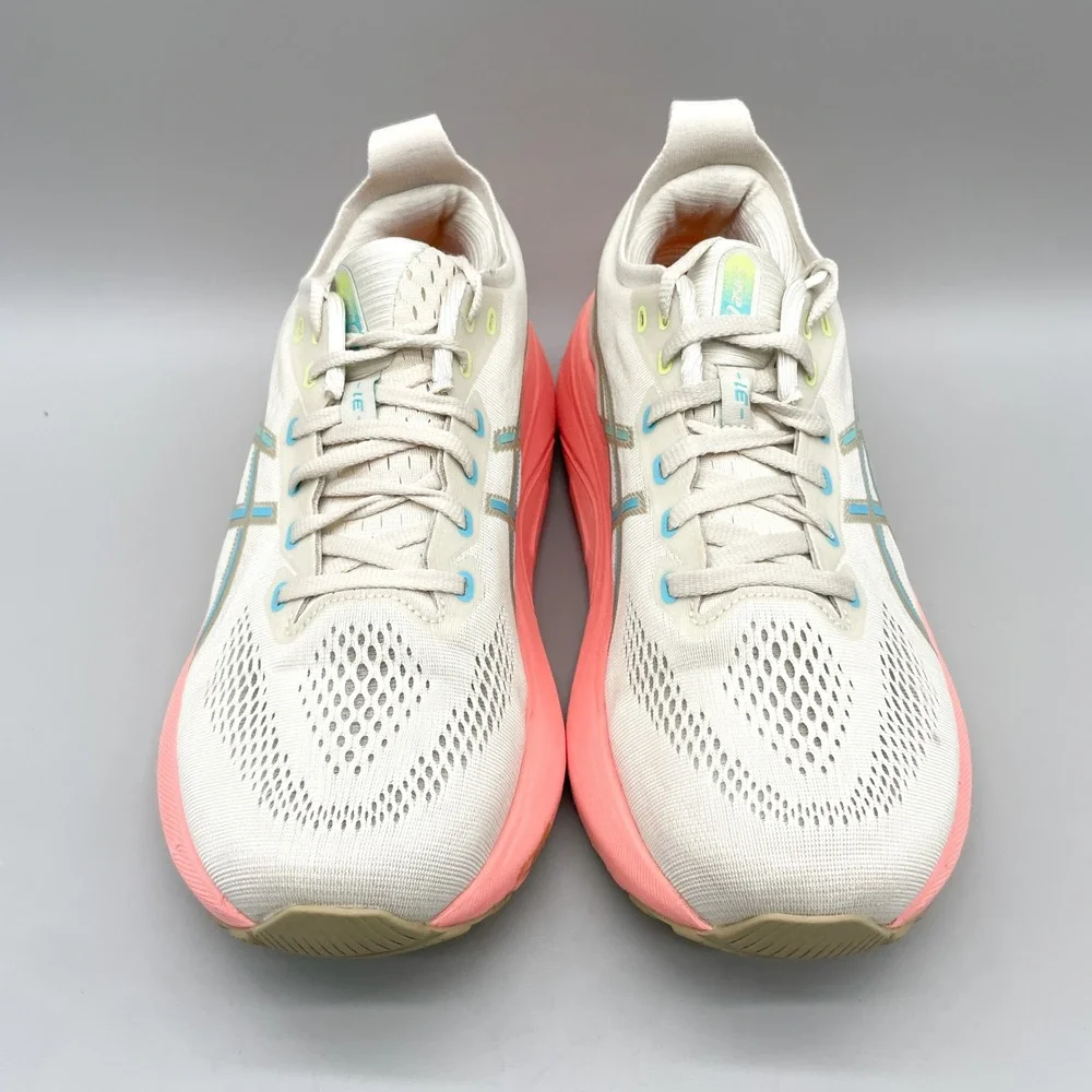 ASICS Womens 11 Gel Kayano 31 Road Running Shoes White Coral Sporty Gym Training